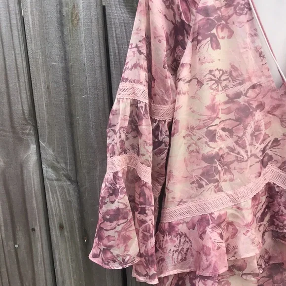 Stevie May Mauve/Cream Floral Dress - Size Women's Small - Picture 3 of 8